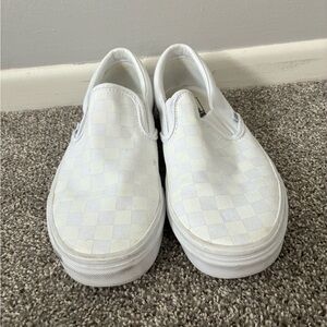 Vans Women’s White Checkered Slip-On Sneakers